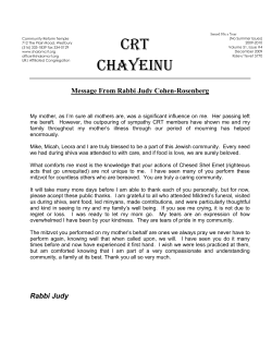 Condolences - Community Reform Temple