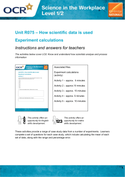 Unit R075 &ndash; How scientific data is used Experiment calculations