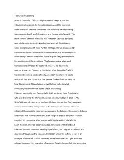 Great Awakening CW - Bailey`s US History Class