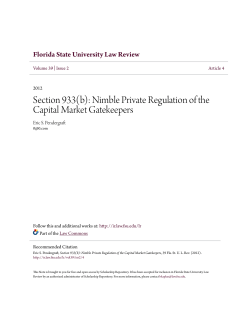 Section 933(b): Nimble Private Regulation of the Capital Market