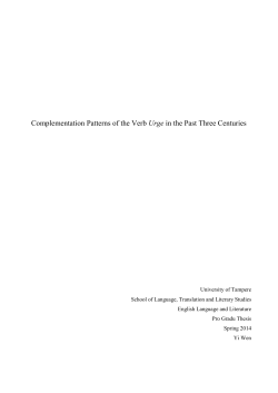 Complementation Patterns of the Verb Urge in the Past
