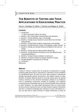 Ten Benefits of Testing and Their Applications to