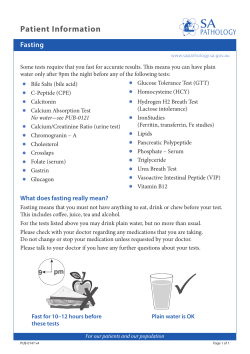 Fasting - SA Pathology