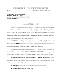Promulgation Order No. 2014-0003 - Supreme Court of the Virgin