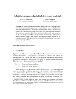 Embedding epistemic modals in English: A corpus