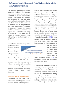 Defamation Law in Kenya and Posts Made on Social Media and
