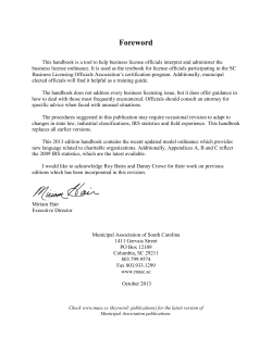 2013 Business License Handbook - Municipal Association of South