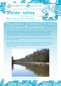 Management of sediment in pools of the Avon River system
