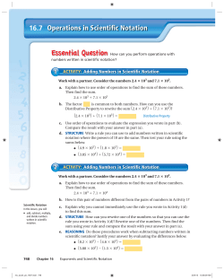 Operations in Scientific Notation 16.7
