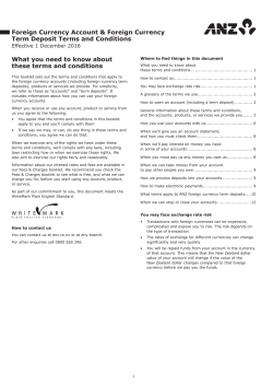 ANZ Foreign Currency Accounts Terms and Conditions