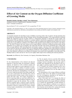 Effect of Air Content on the Oxygen Diffusion Coefficient of Growing