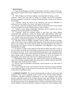Bill of Lading Terms and Conditions
