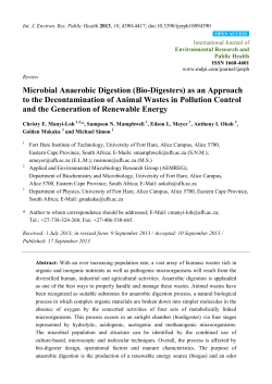 Microbial Anaerobic Digestion (Bio-Digesters) as an Approach to the