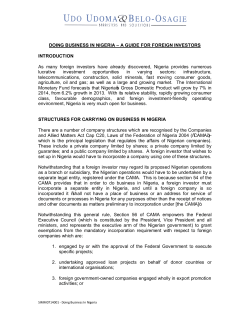 DOING BUSINESS IN NIGERIA &ndash; A GUIDE FOR FOREIGN