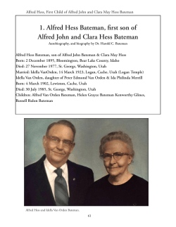 Chapter Three Alfred Hess Bateman, first son