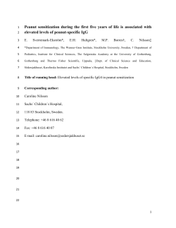 Peanut sensitization during the first five years of life is