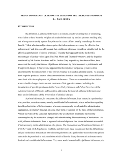 Prison Informants: Learning the Lessons of the Jailhouse Informant