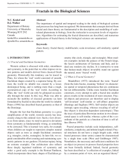 Fractals in the Biological Sciences