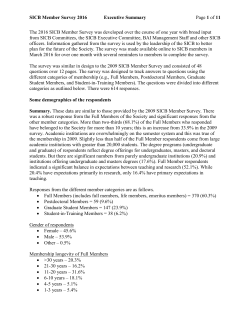 SICB Member Survey 2016 Executive Summary Page 1 of 11 The