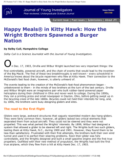 JYI Features Vol.7:1 Mar. 03: Happy Meals&reg; in Kitty Hawk: How the