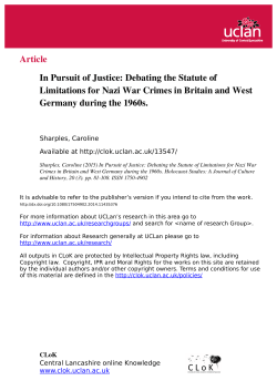 In Pursuit of Justice: Debating the Statute of Limitations for Nazi War