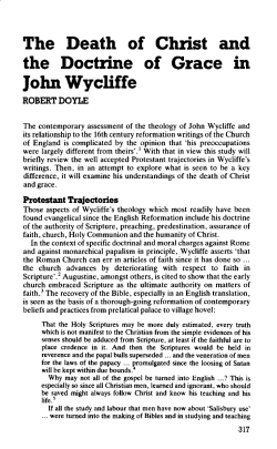 The Death of Christ and the Doctrine of Grace in John Wycliffe