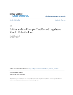 Politics and the Principle That Elected Legislators Should Make the