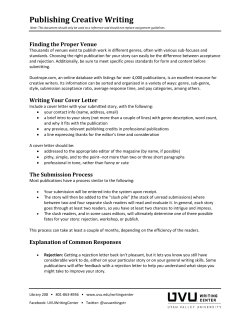 Publishing Creative Writing handout