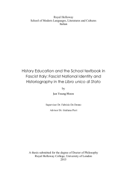 History Education and the School textbook in Fascist Italy: Fascist