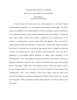 COMPARATIVE POLITICAL THEORY: WHAT IS IT, AND WHAT IS IT