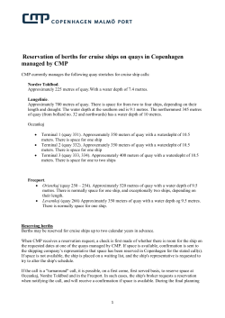 Reservation of berths for cruise ships on quays in Copenhagen