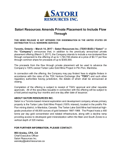 Satori Resources Amends Private Placement to Include Flow Through