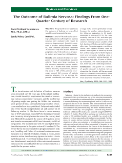 The Outcome of Bulimia Nervosa: Findings From One