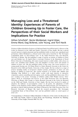 Managing Loss and a Threatened Identity: Experiences of