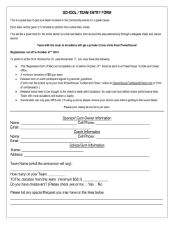 SCHOOL / TEAM ENTRY FORM Sponsor/ Gym Owner Information