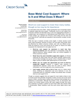 Base Metal Cost Support: Where Is It and What Does It Mean?