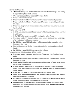 Manifest Destiny (340) ​ Manifest Destiny​ was the belief