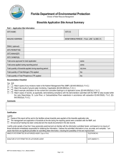 Biosolids Application Site Annual Summary