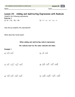 Lesson 23: Adding and Subtracting Expressions with Radicals