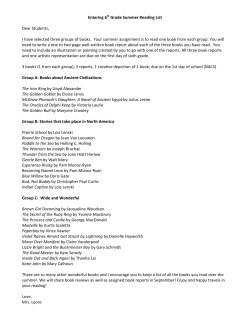 Entering 6th Grade Summer Reading List Dear Students, I have