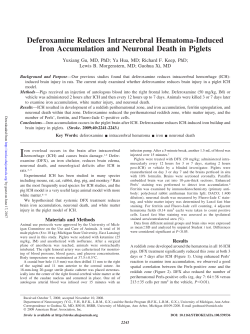 Deferoxamine Reduces Intracerebral Hematoma-Induced