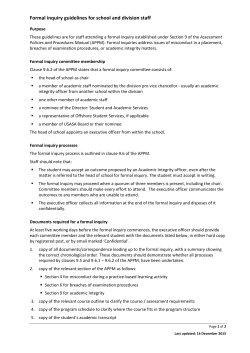 Formal inquiry guidelines for school and division staff