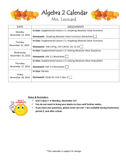 Algebra 2 Calendar