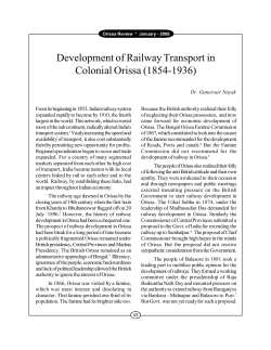Development of Railway Transport in Colonial Orissa