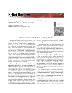 Katherine Luongo: Witchcraft and Colonial Rule in Kenya - H-Net