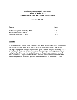 Graduate Program Goals Statements School of Social Work College