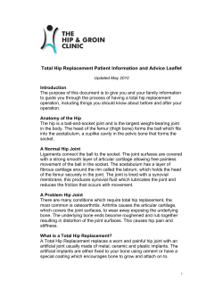 Total Hip Replacement Patient Information and Advice Leaflet