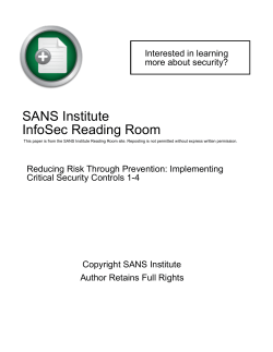 Reducing Risk Through Prevention: Implementing