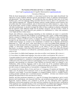 The Function of Duration and Stress- vs. Syllable