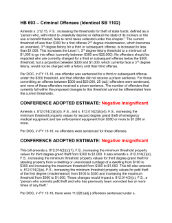 HB 693 &ndash; Criminal Offenses (Identical SB 1102) CONFERENCE